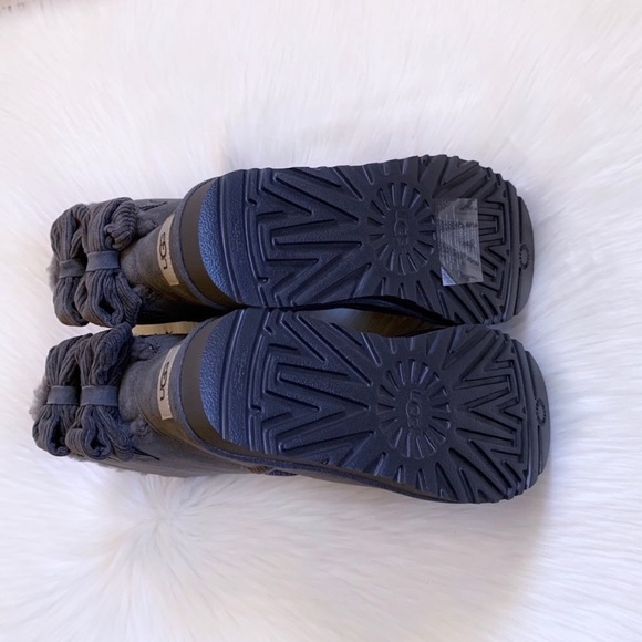 UGG Bailey Corduroy Bow Suede Boots In Charcoal - Picture 8 of 8